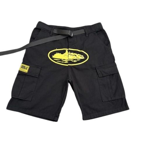 Cargo Shorts Black print yellow