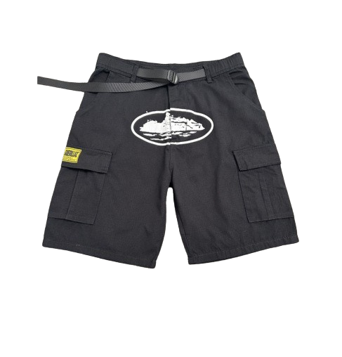 Cargo Shorts Black print white