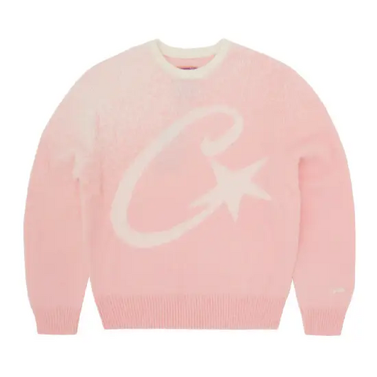 C Star Gradient Mohair Knit Sweatshirt Pink